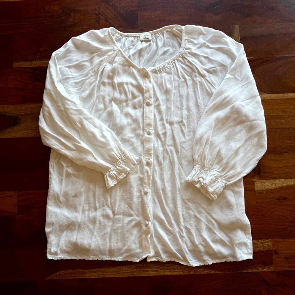 Wilfred White Button-Front Women's Blouse - Lightweight Long Sleeve